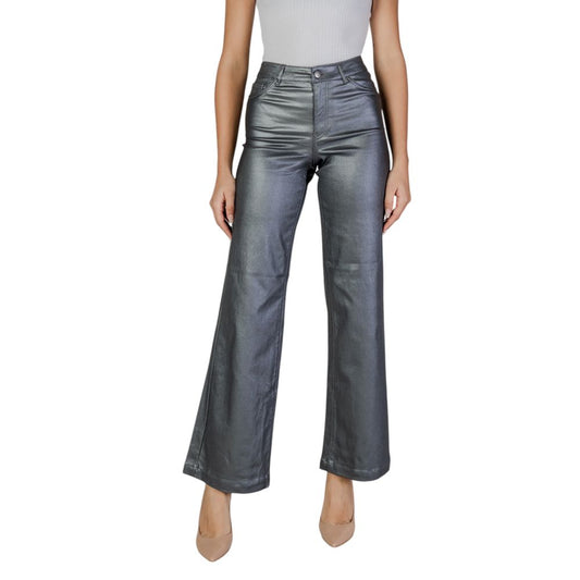Pantalon en viscose argentée Jacqueline De Yong