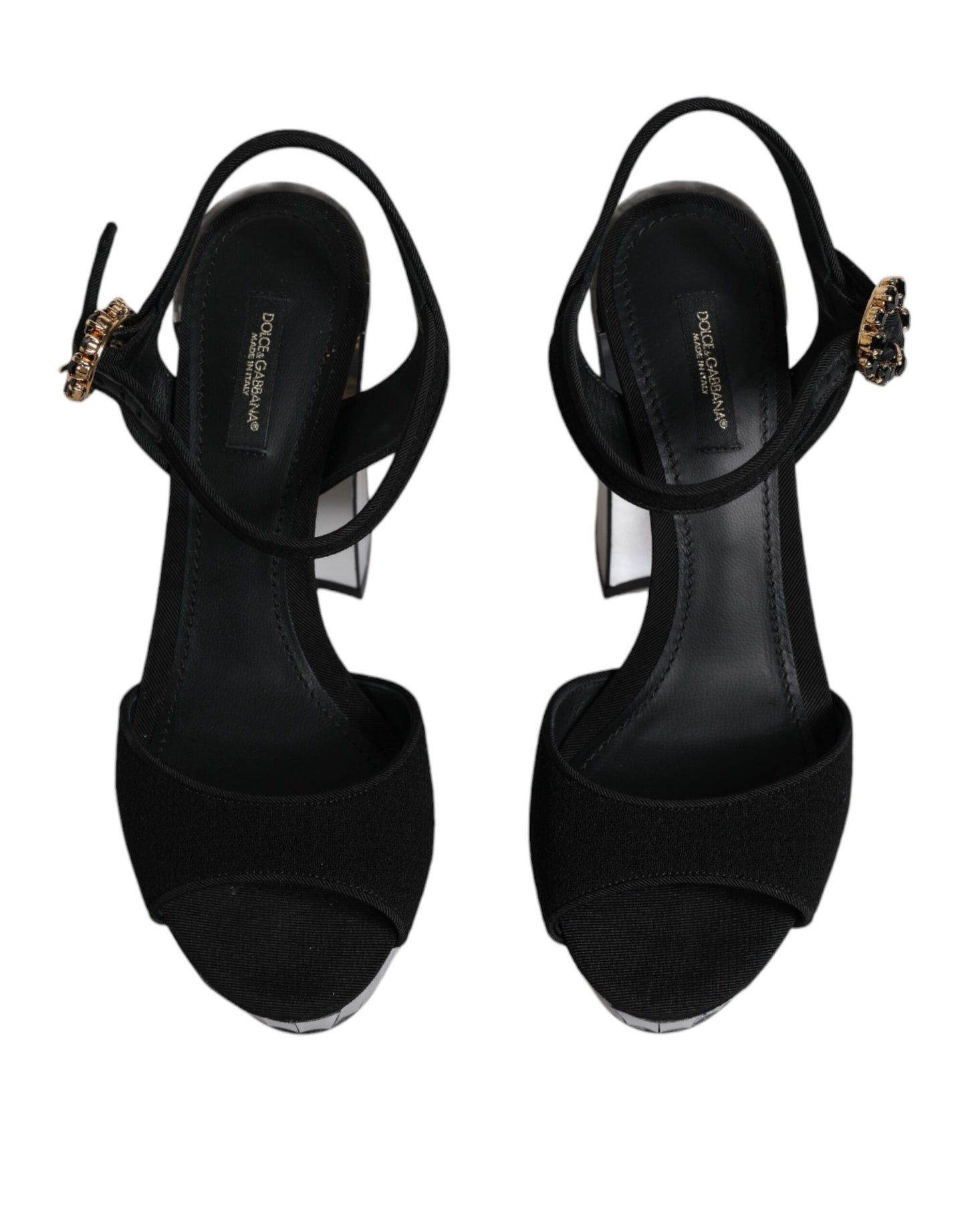 Sandales à plateforme et talons miroir noirs Dolce &amp; Gabbana