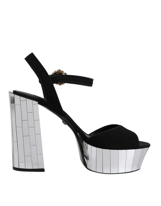 Sandales à plateforme et talons miroir noirs Dolce &amp; Gabbana
