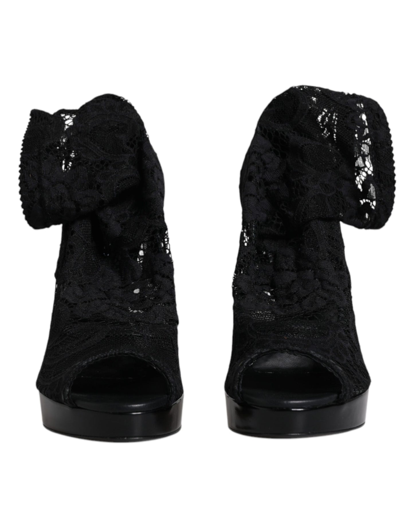 Bottes en dentelle extensible noires Taormina de Dolce &amp; Gabbana