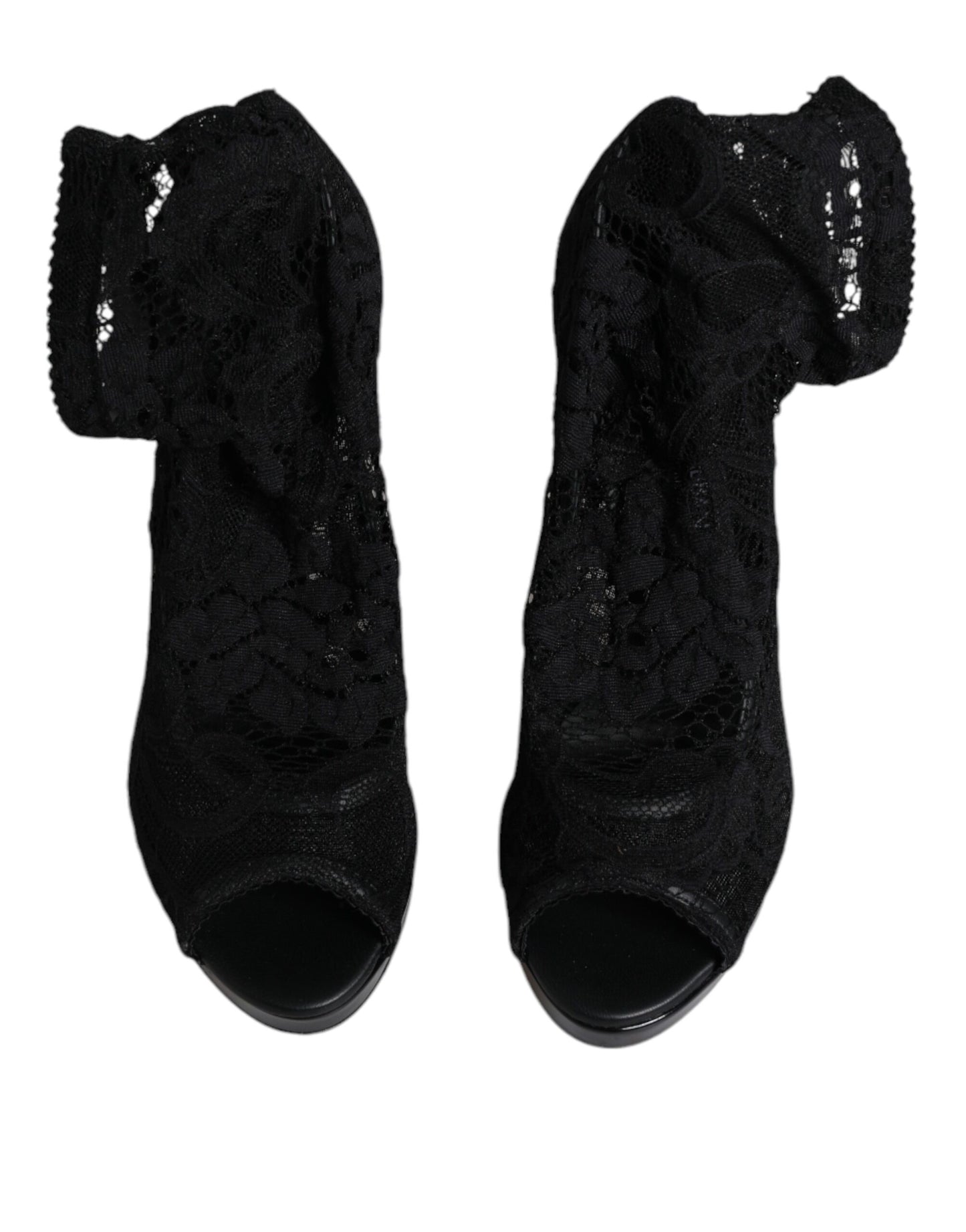 Bottes en dentelle extensible noires Taormina de Dolce &amp; Gabbana