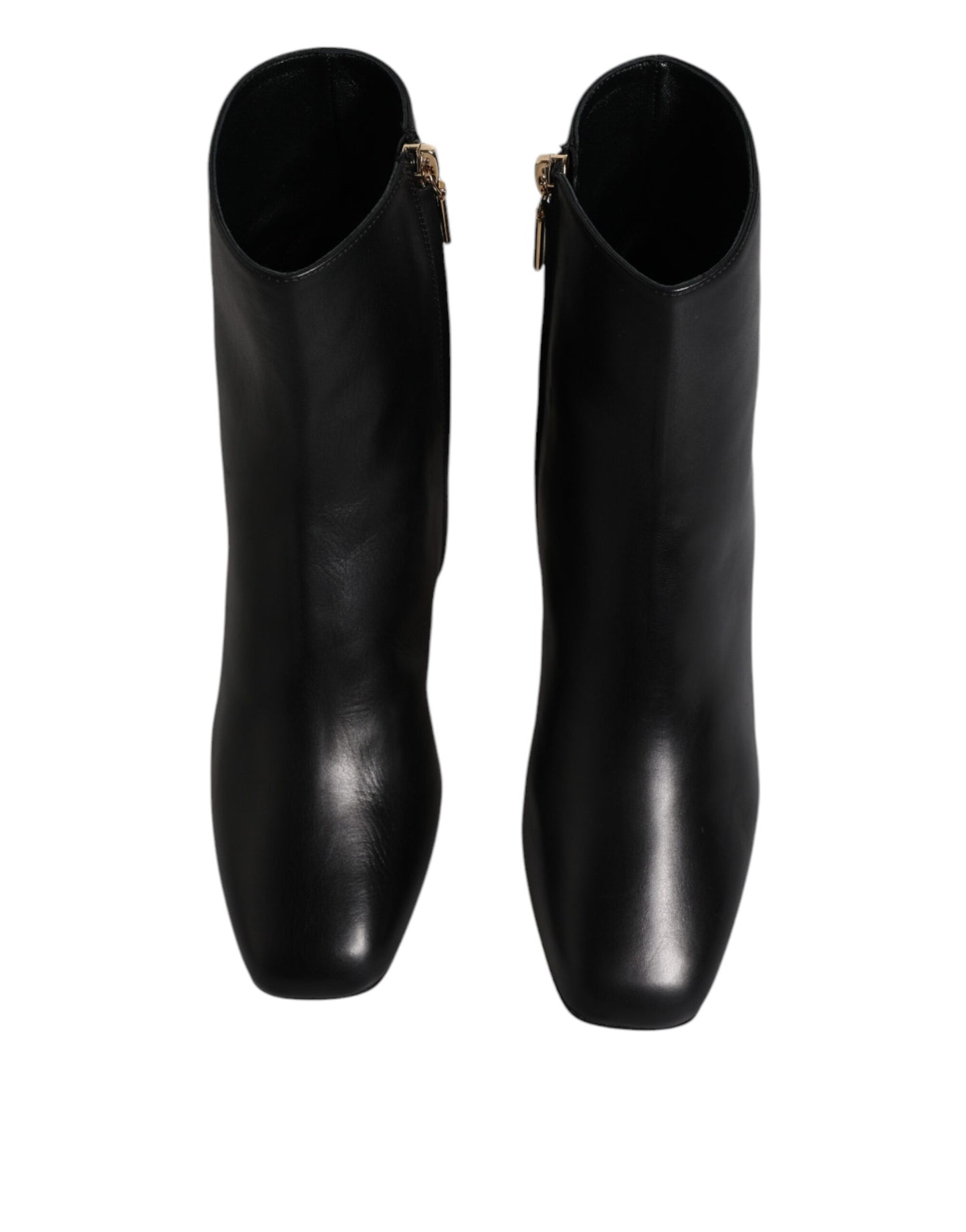 Bottes mi-mollet en cuir noir Jackie de Dolce &amp; Gabbana