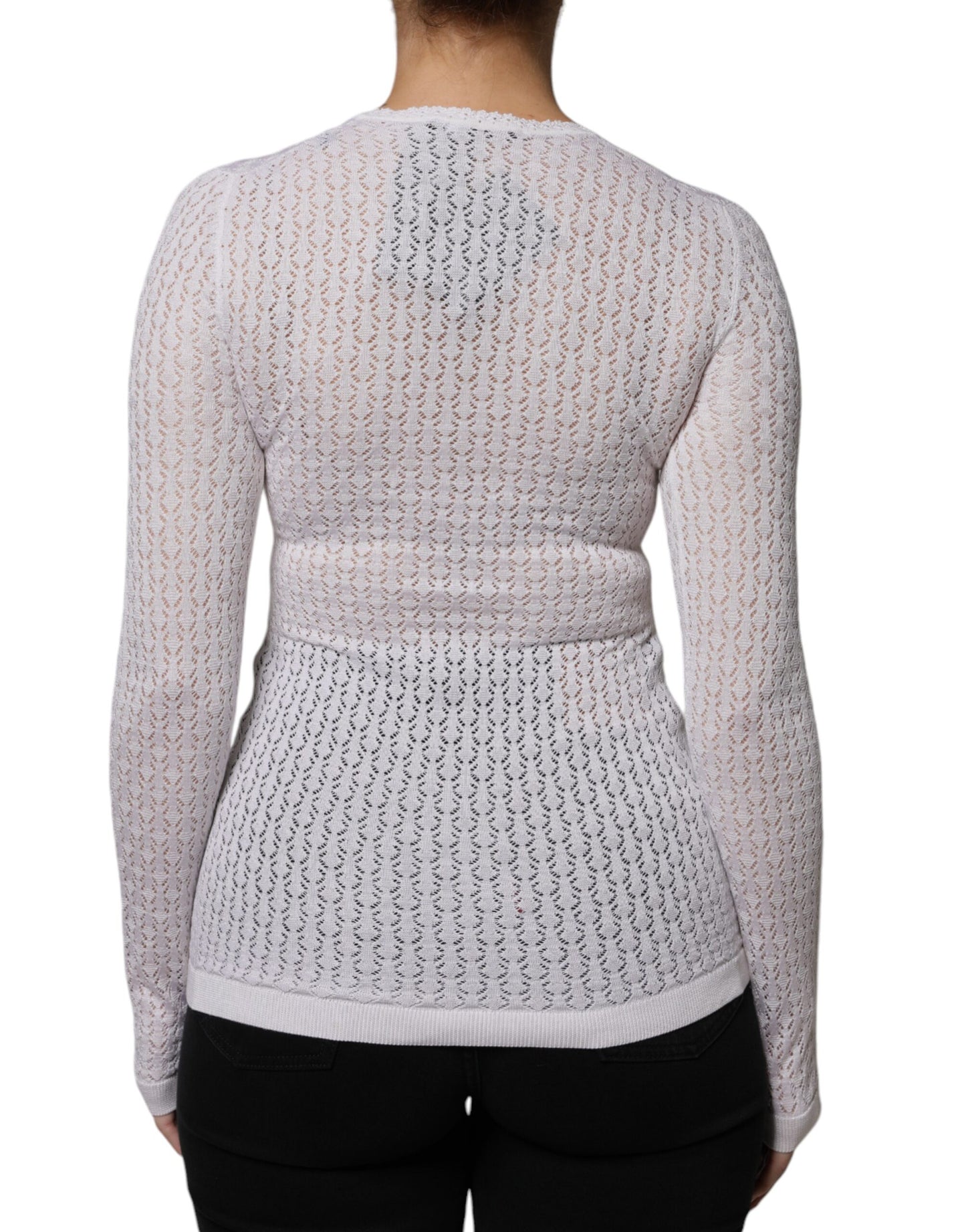 Dolce &amp; Gabbana – Weißer Cardigan aus Seide mit Knopfleiste