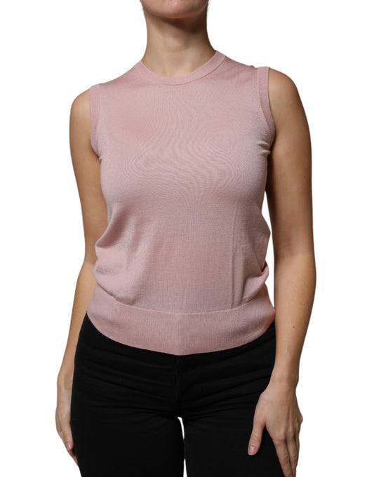 Débardeur sans manches en cachemire rose Dolce &amp; Gabbana