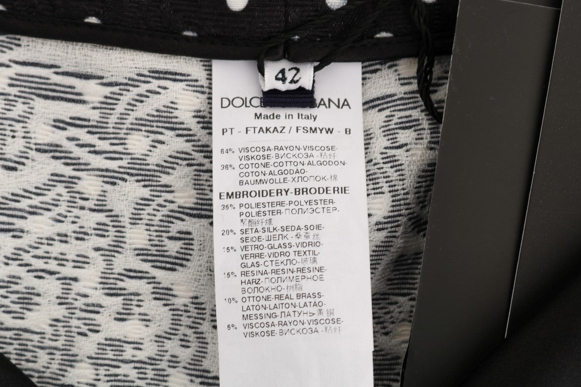 Pantalon noir à pois et cristaux de Sicile Dolce &amp; Gabbana