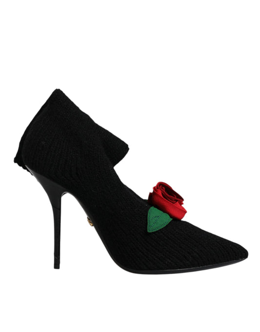 Bottes mi-mollet noires à talons aiguilles Dolce &amp; Gabbana