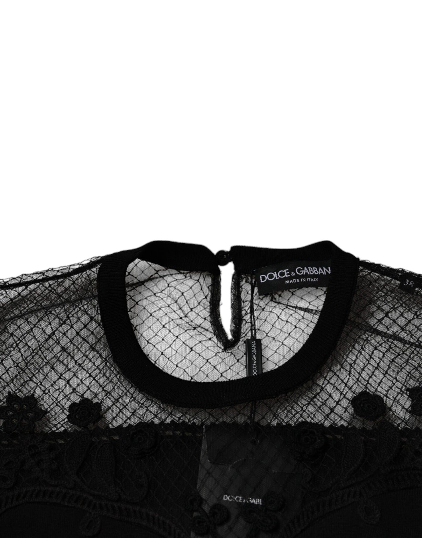 Chemisier à manches courtes en dentelle florale noire Dolce &amp; Gabbana