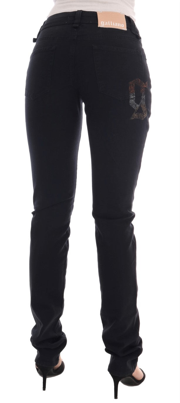 Jean John Galliano en denim de coton noir stretch coupe classique