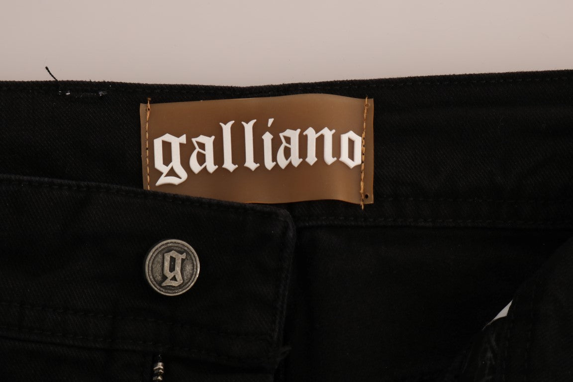 Jean John Galliano en denim de coton noir stretch coupe classique