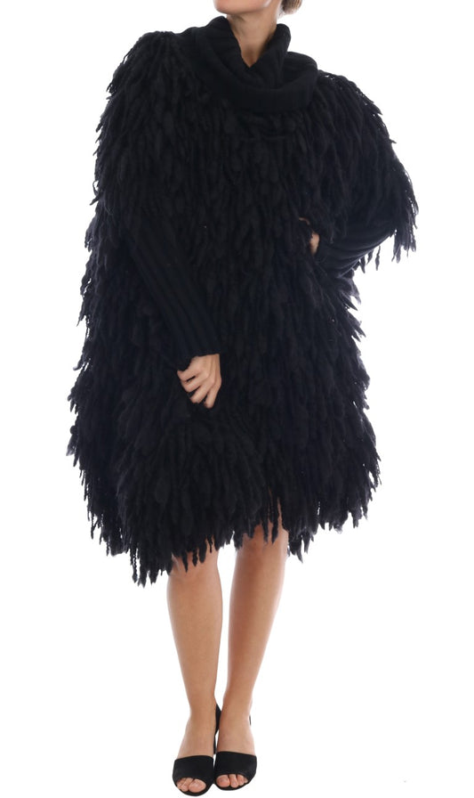 Pull en laine à franges noires Dolce &amp; Gabbana