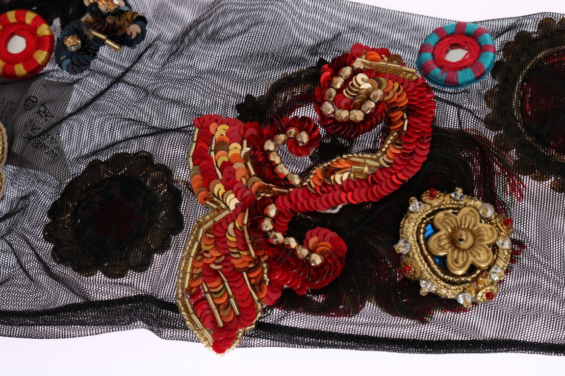 Chaussettes noires extensibles Carretto Crystal de Dolce &amp; Gabbana