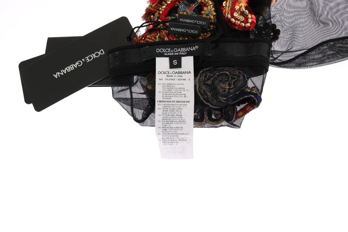 Chaussettes noires extensibles Carretto Crystal de Dolce &amp; Gabbana