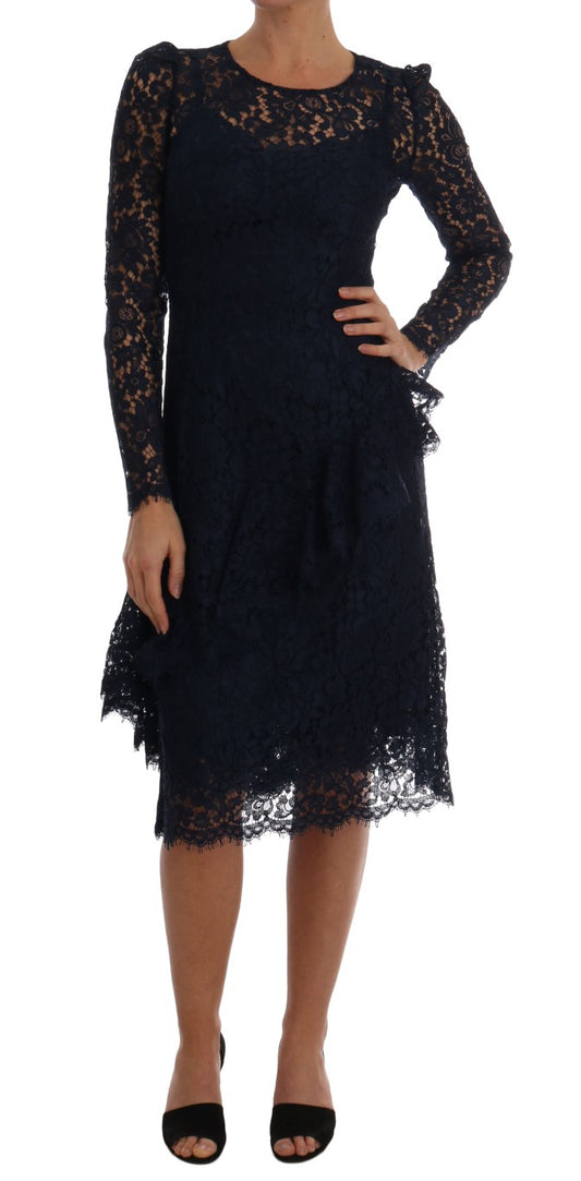 Robe fourreau en dentelle florale bleue Taormina de Dolce &amp; Gabbana