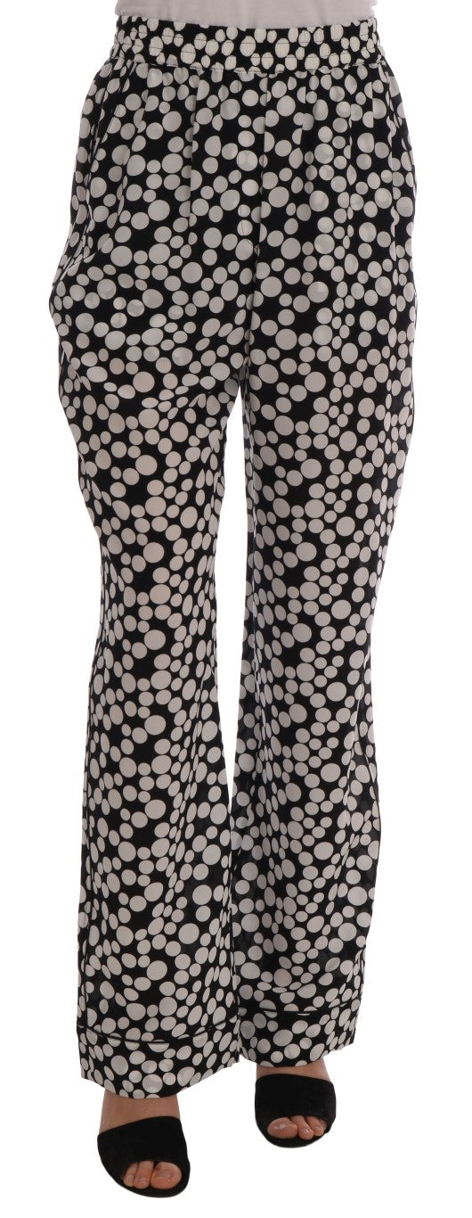 Pantalon en soie à pois noirs et blancs Dolce &amp; Gabbana