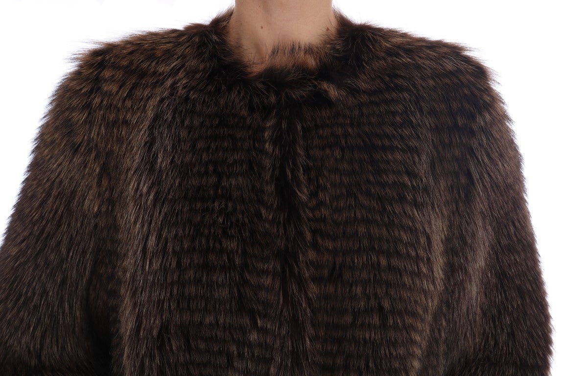 Dolce &amp; Gabbana Braune Waschbärpelzjacke