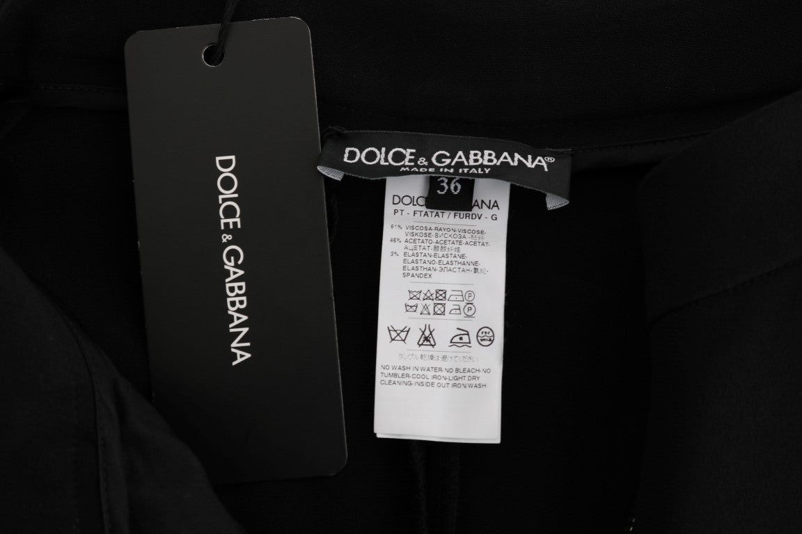 Pantalon capri extensible noir à rayures roses Dolce &amp; Gabbana