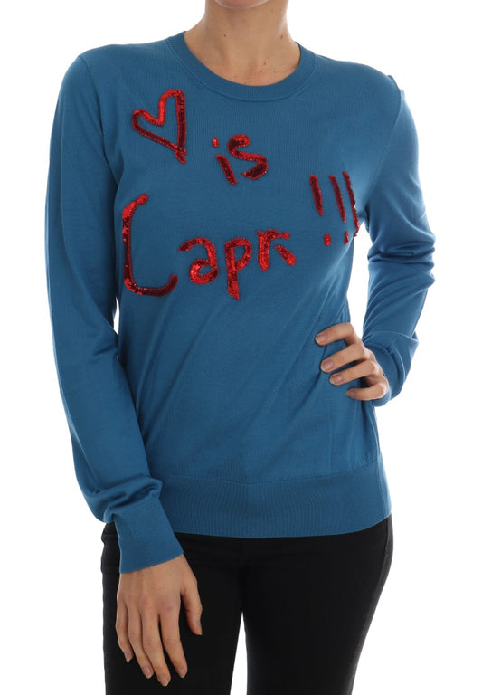 Pull en soie bleu Dolce &amp; Gabbana Love is Pullover