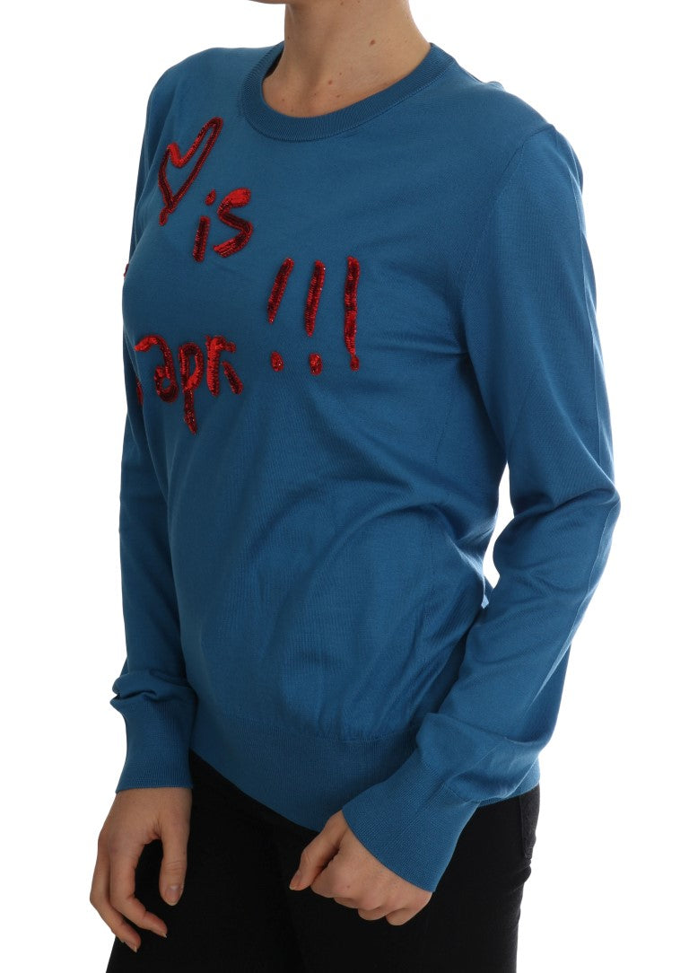 Pull en soie bleu Dolce &amp; Gabbana Love is Pullover