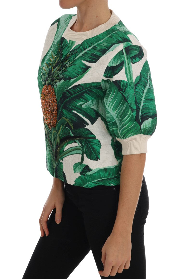 Pull ras du cou à paillettes ananas banane Dolce &amp; Gabbana