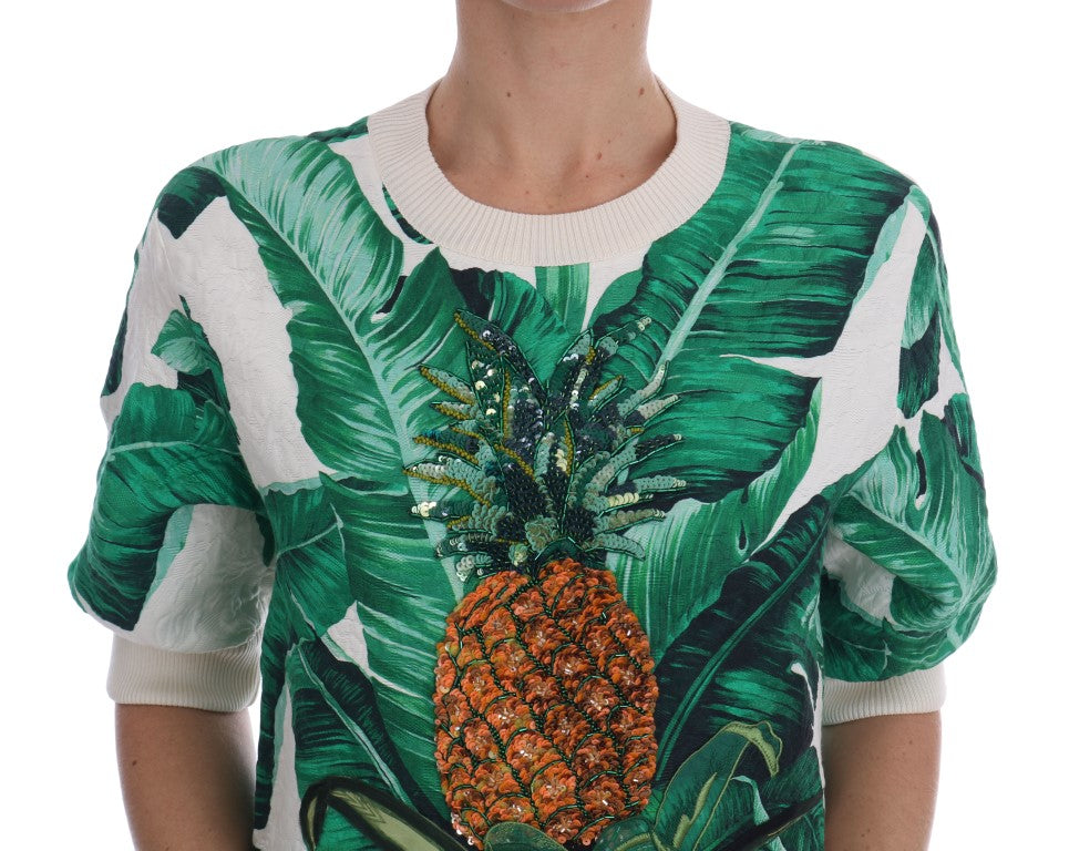 Pull ras du cou à paillettes ananas banane Dolce &amp; Gabbana