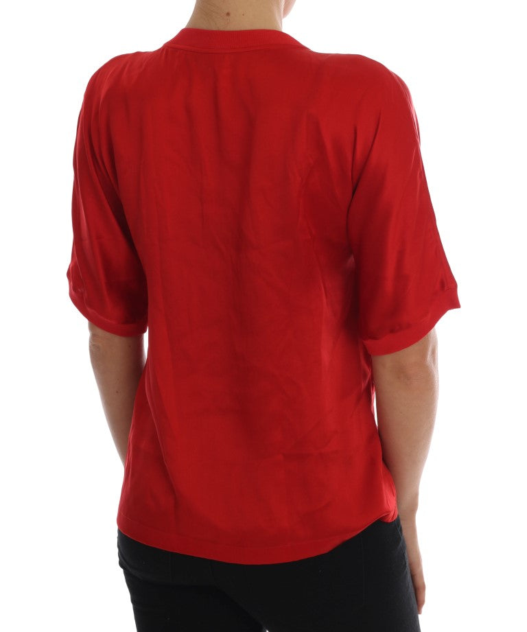 Dolce &amp; Gabbana Rotes Seiden-Orange-Vase-Kristall-Top