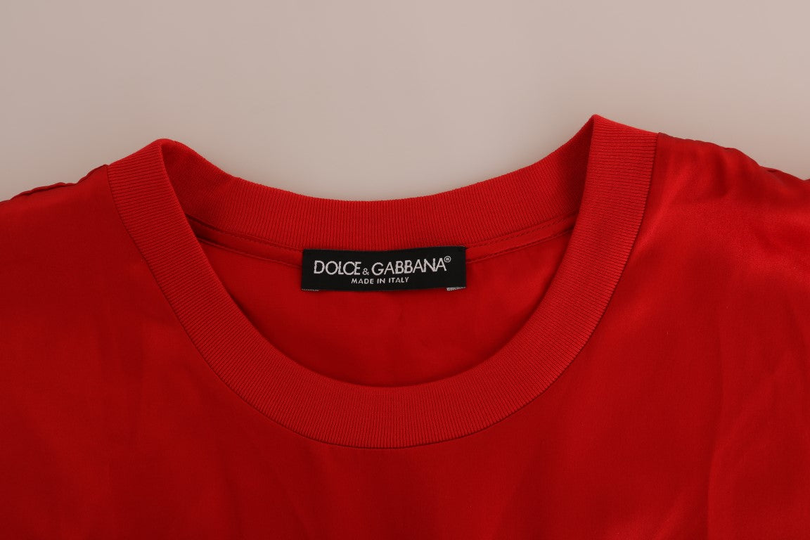 Dolce &amp; Gabbana Rotes Seiden-Orange-Vase-Kristall-Top