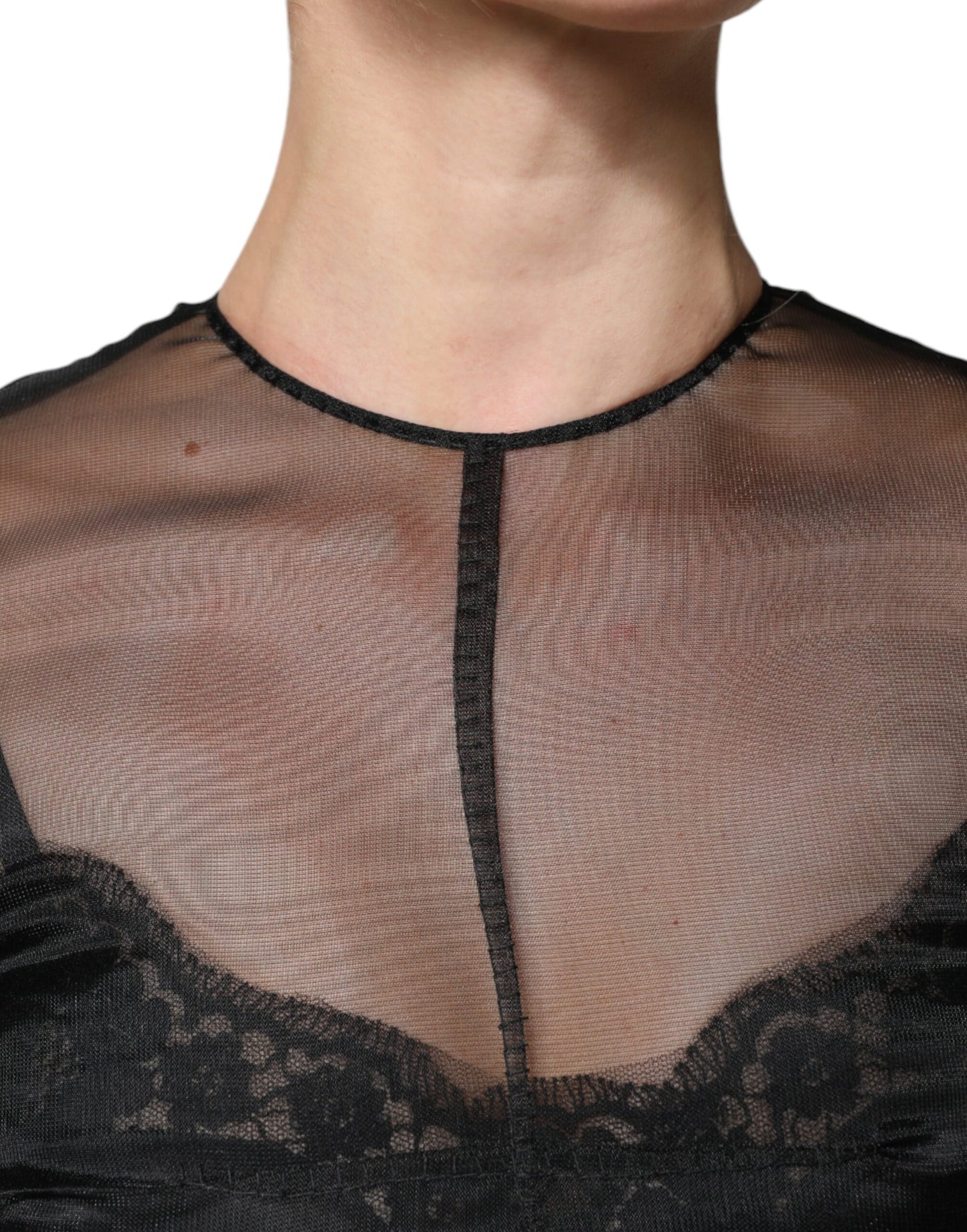 Robe de cocktail mi-longue trapèze en tulle noir Dolce &amp; Gabbana
