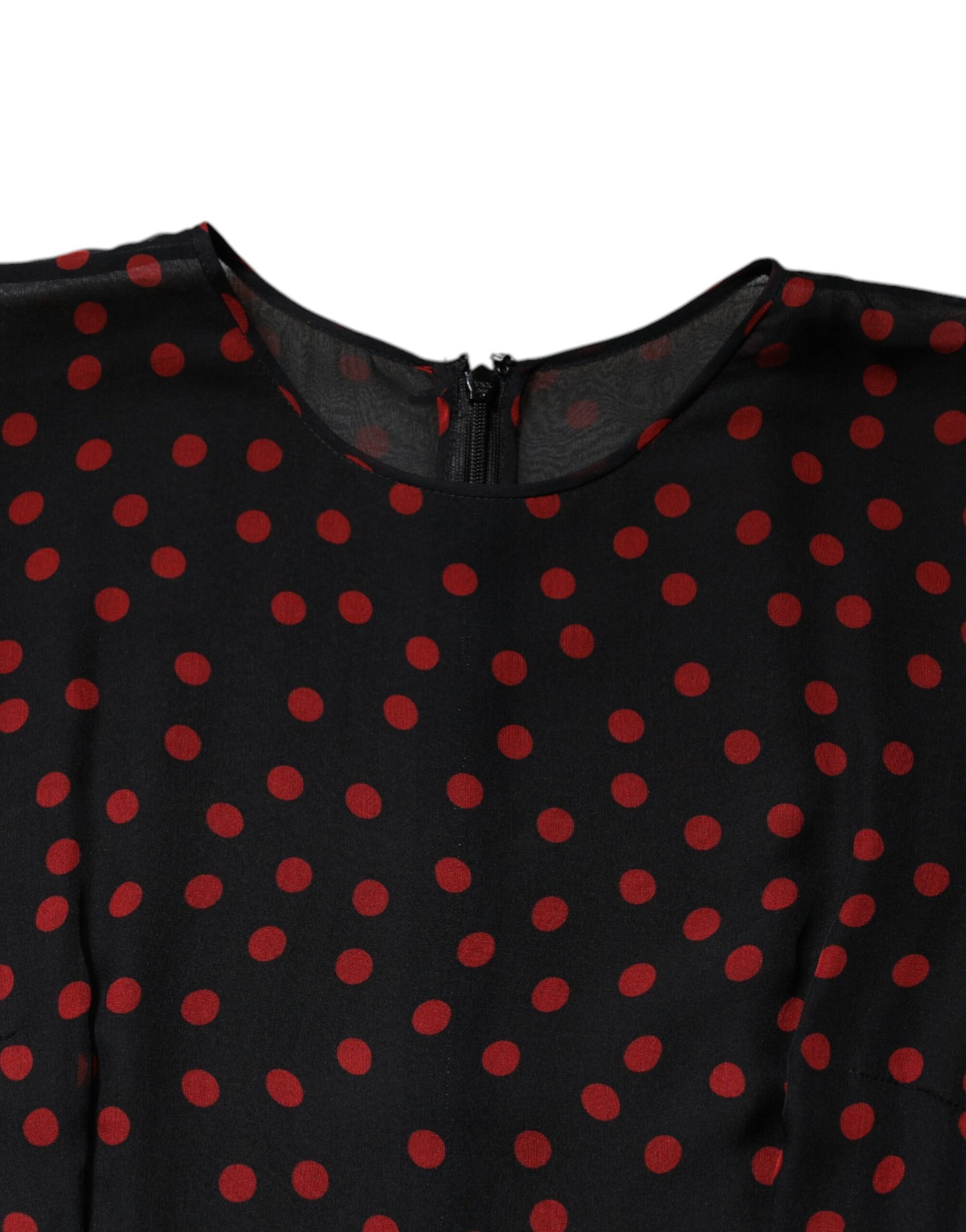 Robe midi superposée en soie à pois noirs et rouges Dolce &amp; Gabbana