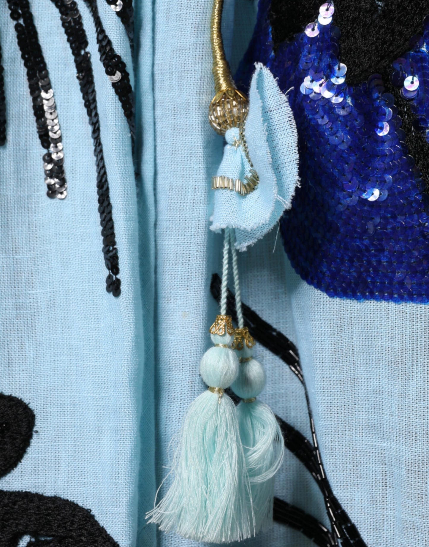 Robe chemise longue bleu clair à fleurs Christian Pellizzari