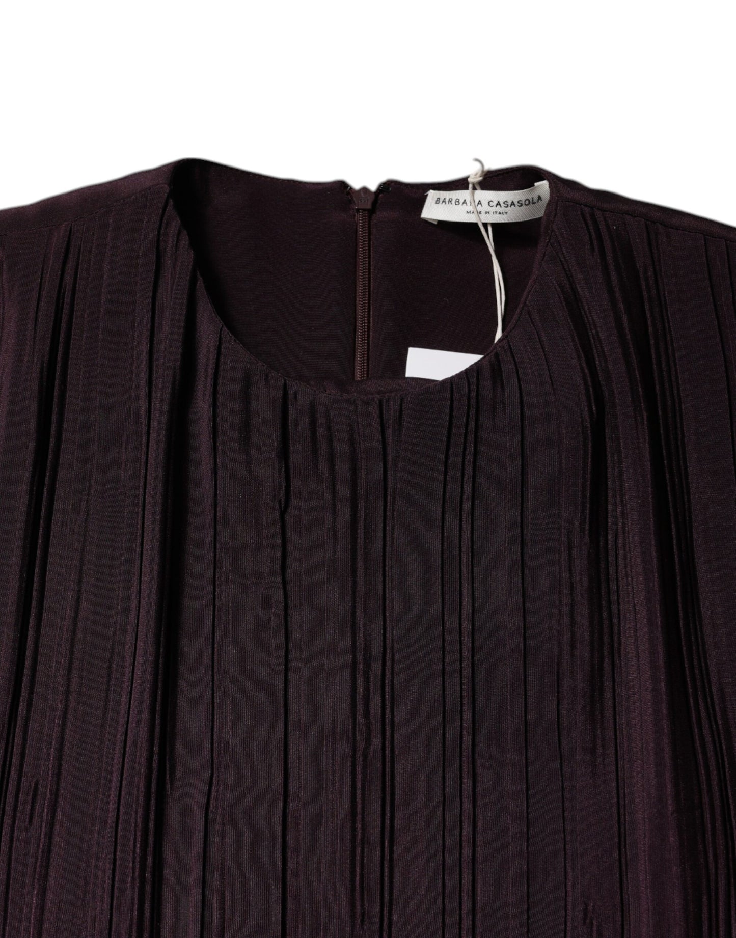 Robe fourreau longue en soie marron à manches courtes Barbara Casasola