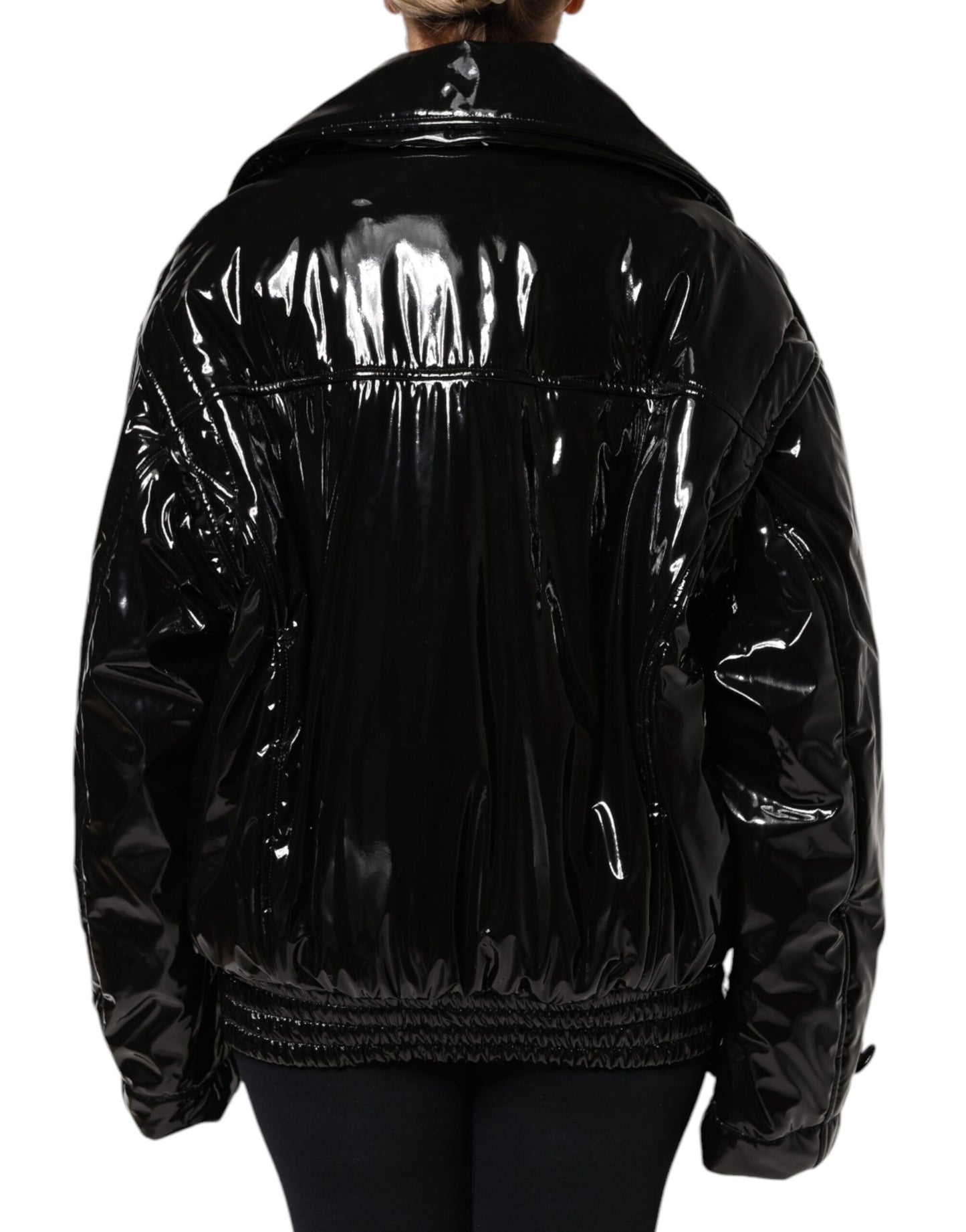 Veste blouson boutonnée en polyester noir Dolce &amp; Gabbana