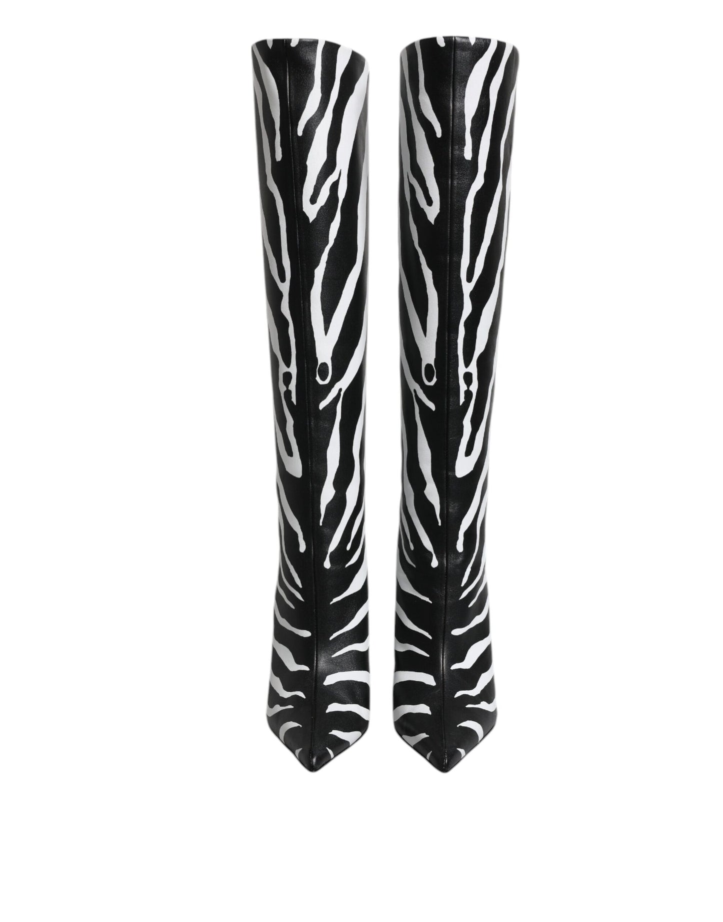 Bottes hautes à talons zébrés noires et blanches Dolce &amp; Gabbana