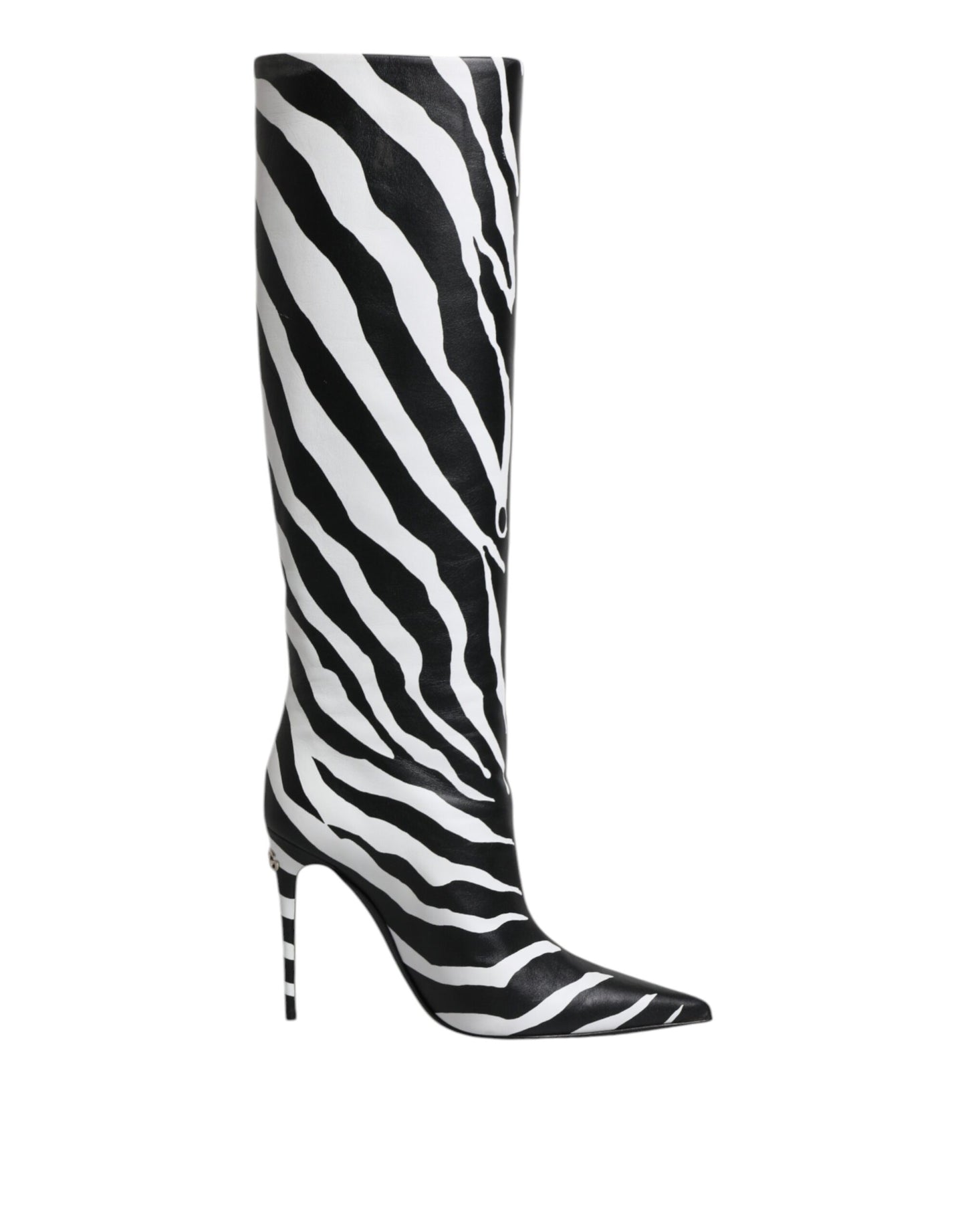 Bottes hautes à talons zébrés noires et blanches Dolce &amp; Gabbana