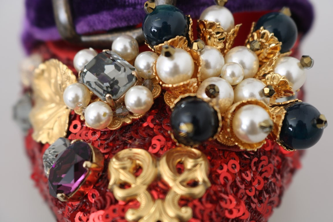 Dolce &amp; Gabbana Rote Pailletten-Heels mit Kristallnieten