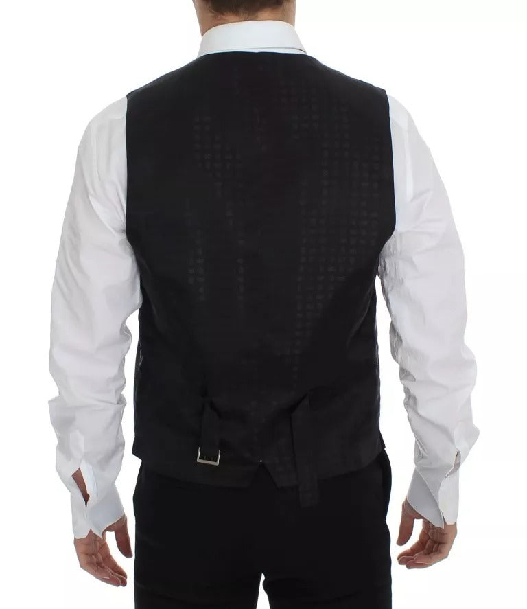 Dolce &amp; Gabbana Robe en laine et soie noire Gilet Veste Gilet