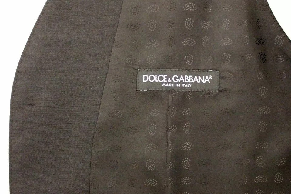 Dolce &amp; Gabbana Robe en laine et soie noire Gilet Veste Gilet