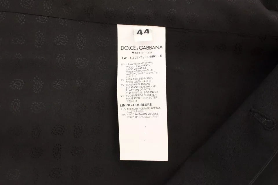 Dolce &amp; Gabbana Robe en laine et soie noire Gilet Veste Gilet