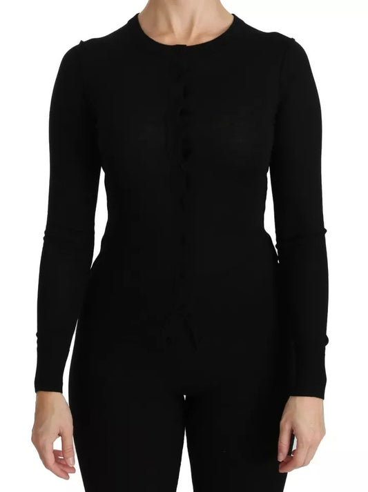 Chemisier à manches longues en laine vierge noire Dolce &amp; Gabbana