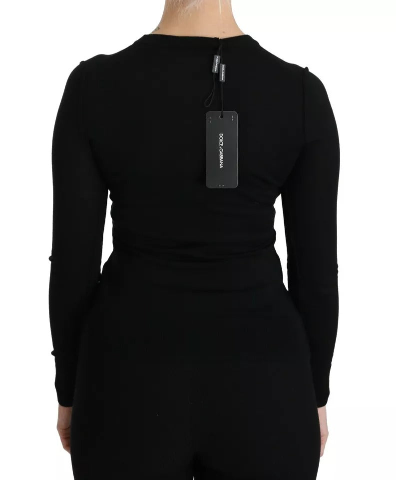 Chemisier à manches longues en laine vierge noire Dolce &amp; Gabbana
