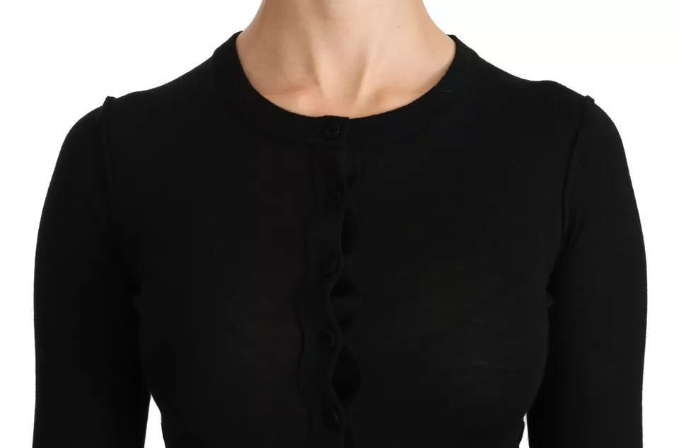 Chemisier à manches longues en laine vierge noire Dolce &amp; Gabbana