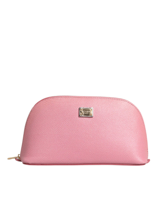 Portefeuille à fermeture éclair Dolce &amp; Gabbana en cuir rose avec logo DG
