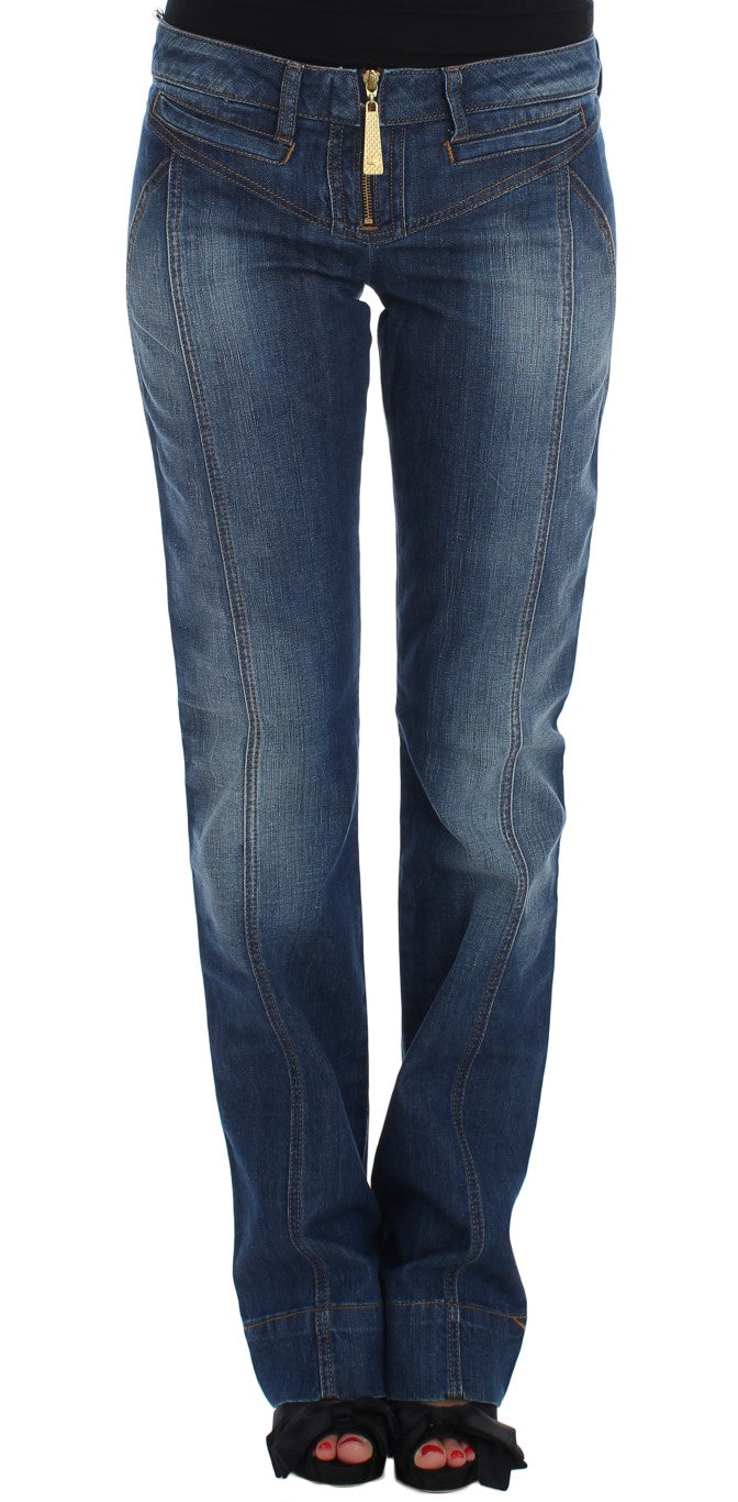 Jean bootcut en coton stretch délavé bleu Cavalli