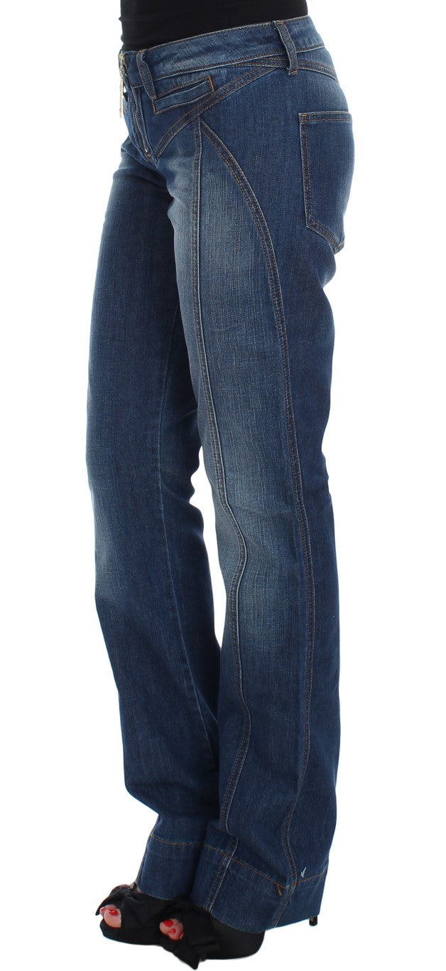 Jean bootcut en coton stretch délavé bleu Cavalli