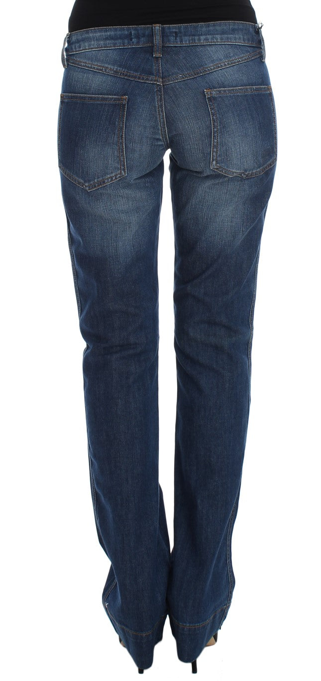 Jean bootcut en coton stretch délavé bleu Cavalli