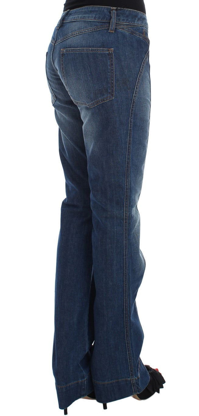 Jean bootcut en coton stretch délavé bleu Cavalli