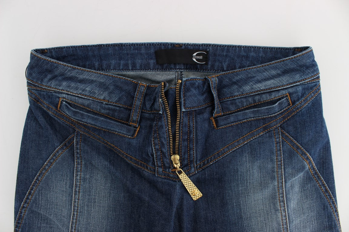 Jean bootcut en coton stretch délavé bleu Cavalli