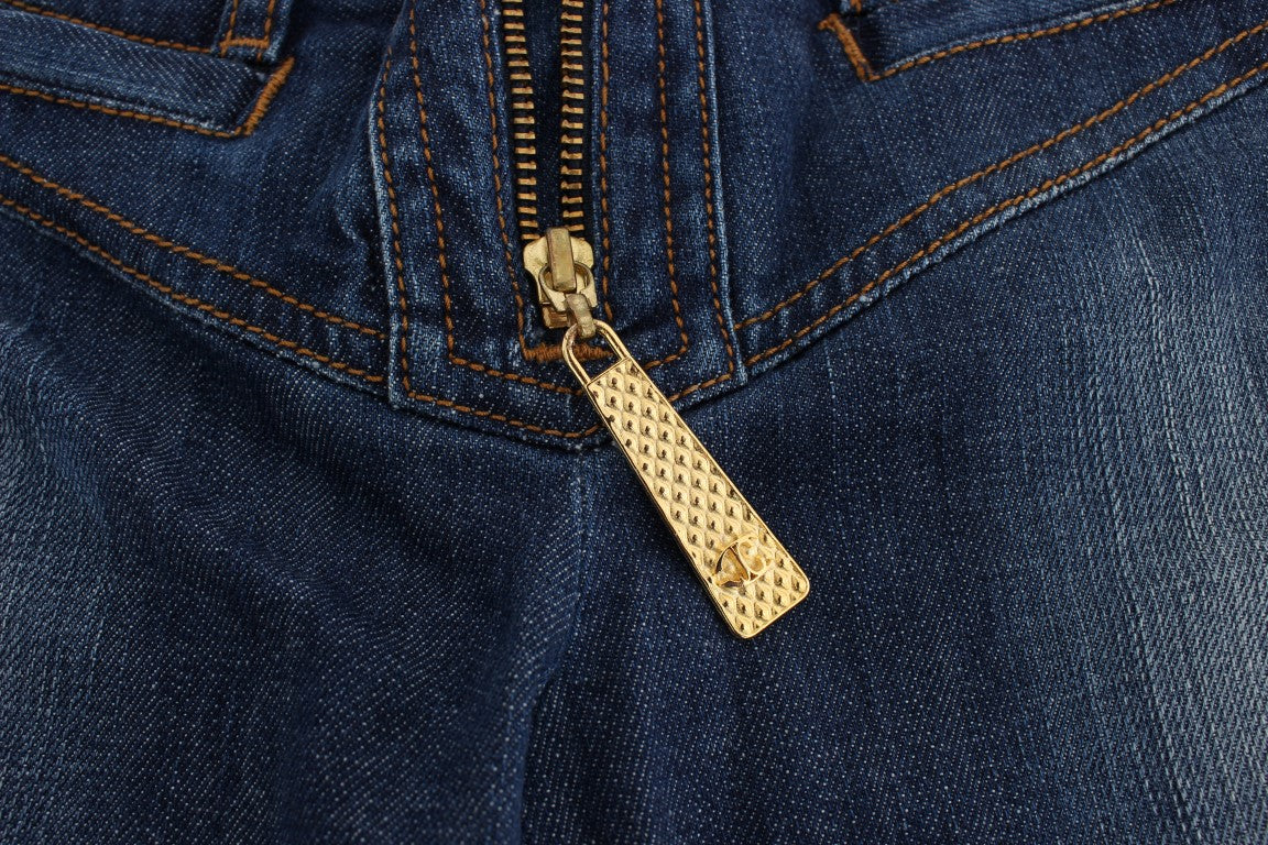 Jean bootcut en coton stretch délavé bleu Cavalli