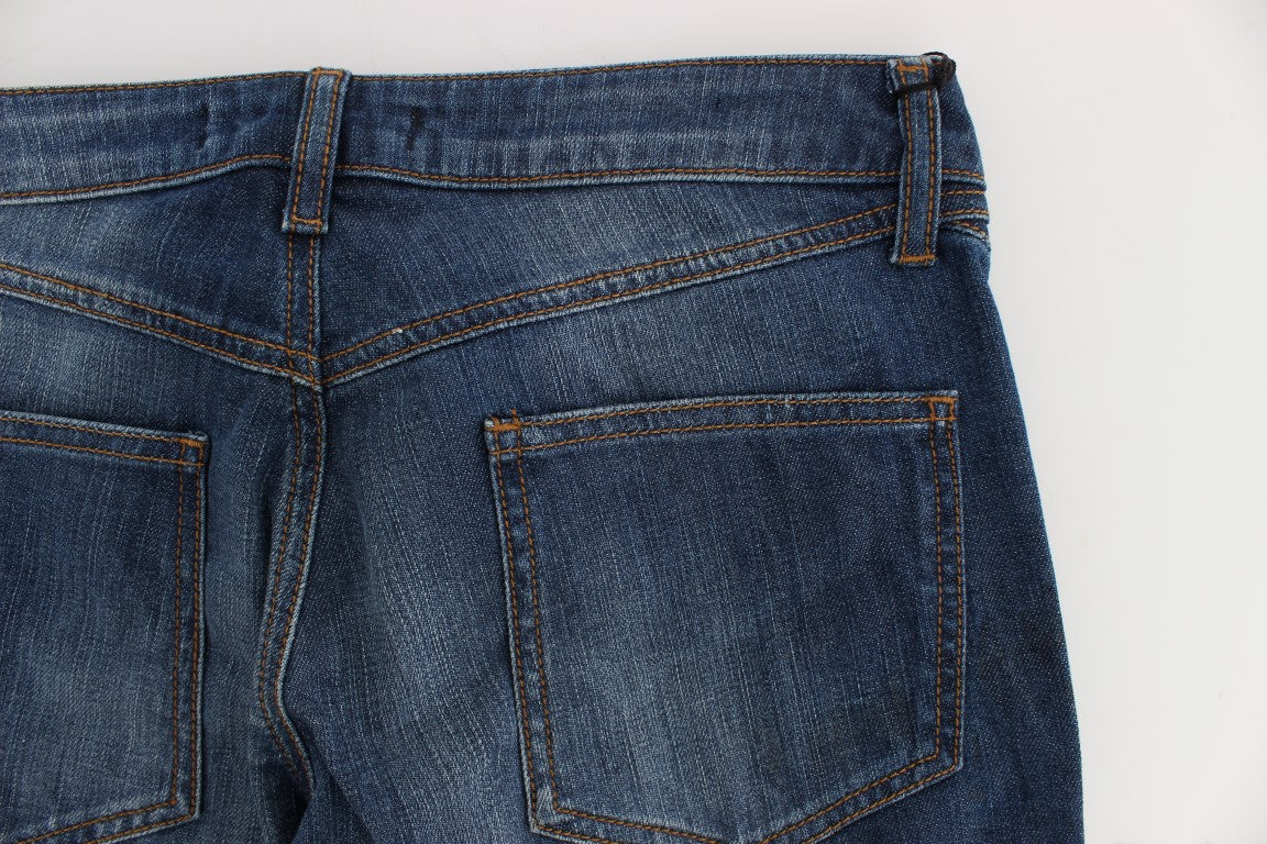 Jean bootcut en coton stretch délavé bleu Cavalli