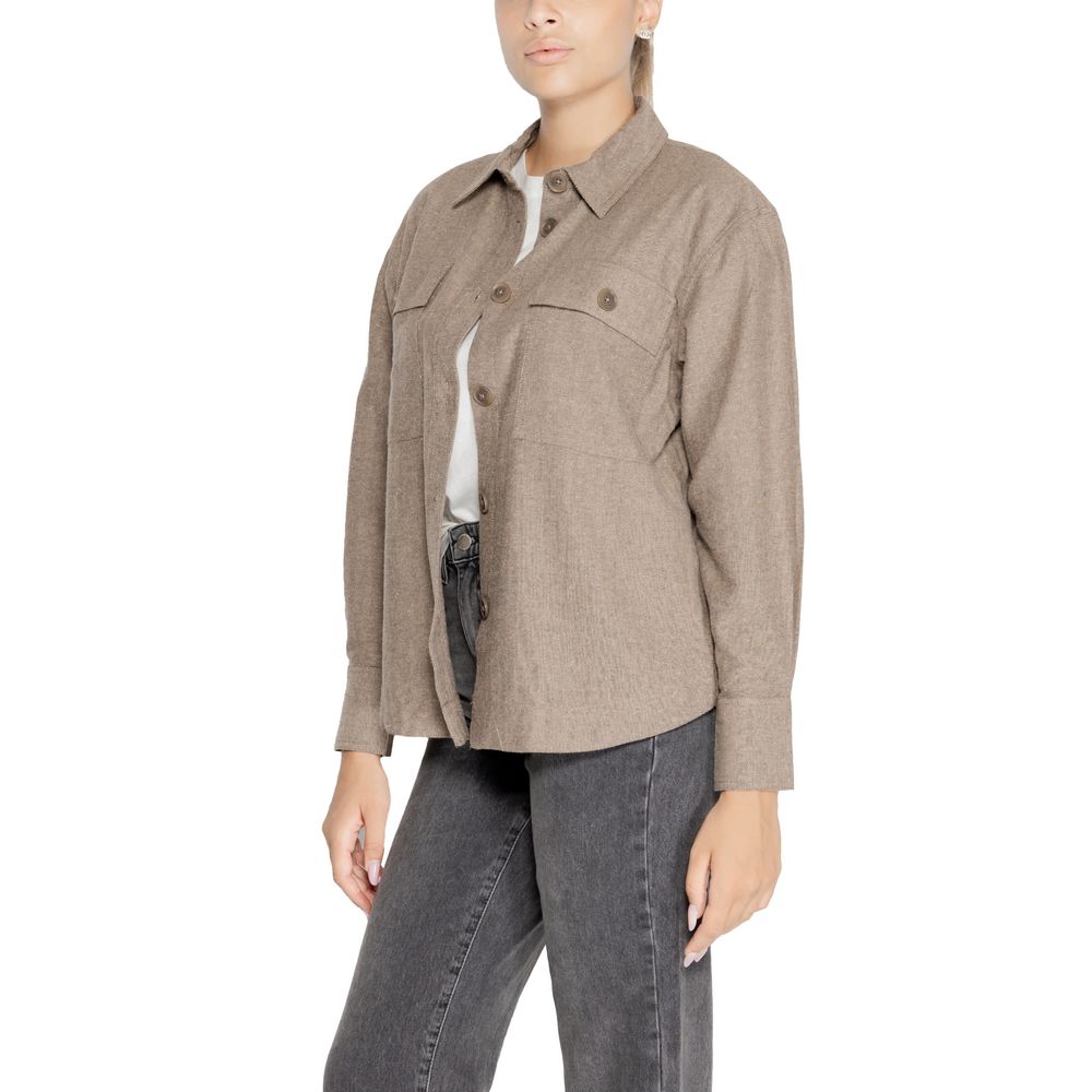 Jacqueline De Yong Beige Recycled Cotton Blouse