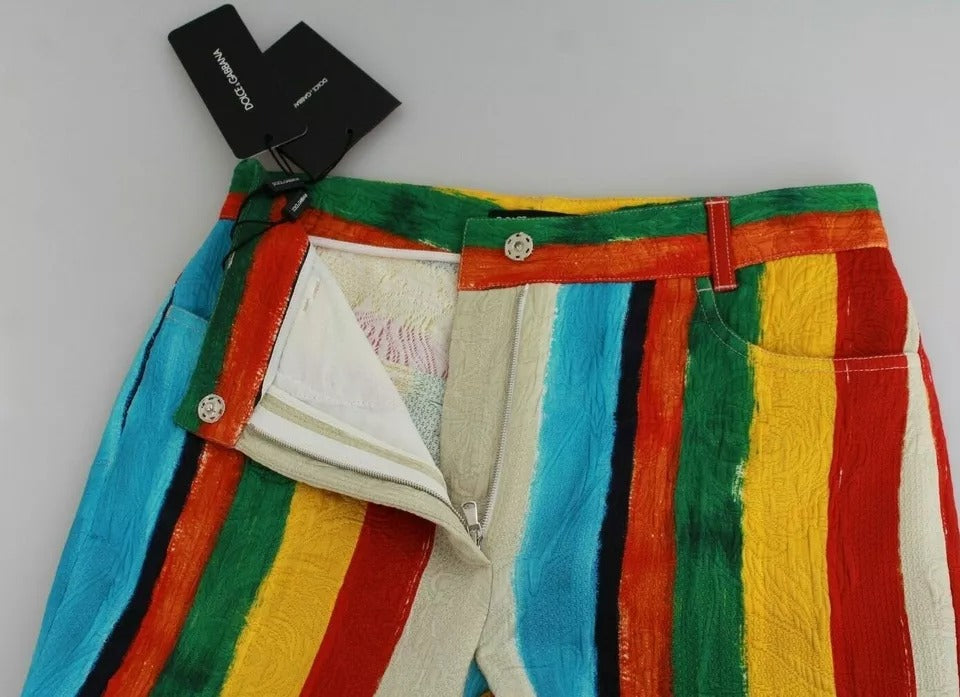 Dolce &amp; Gabbana – Mehrfarbige, ausgestellte Hose mit Streifenmuster